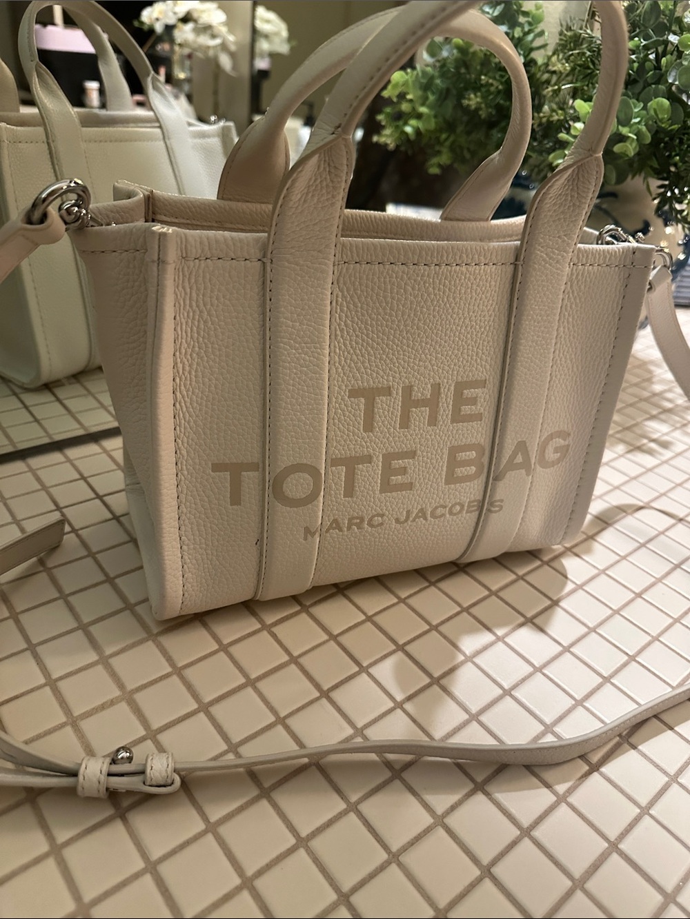 Marc Jacobs white Mini The Tote Bag with Removable Strap